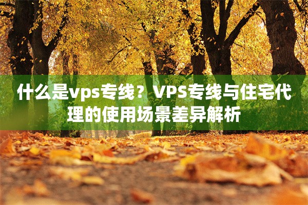 什么是vps专线？VPS专线与住宅代理的使用场景差异解析