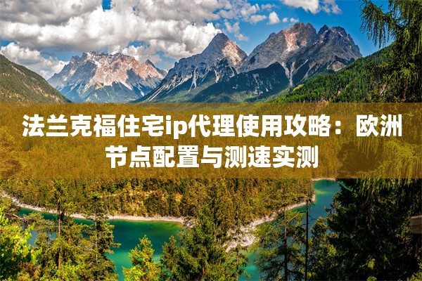 法兰克福住宅ip代理使用攻略:欧洲节点配置与测速实测