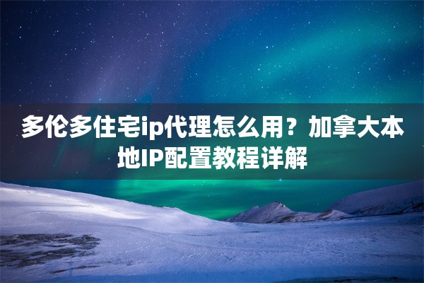 多伦多住宅ip代理怎么用？加拿大本地IP配置教程详解