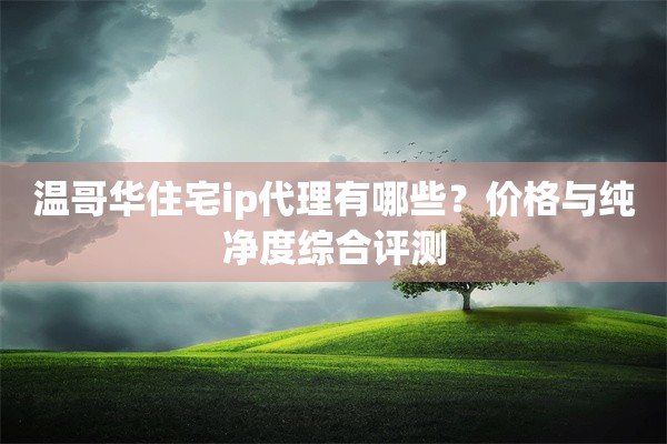 温哥华住宅ip代理有哪些？价格与纯净度综合评测