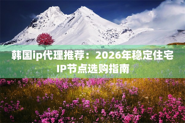 韩国ip代理推荐：2026年稳定住宅IP节点选购指南