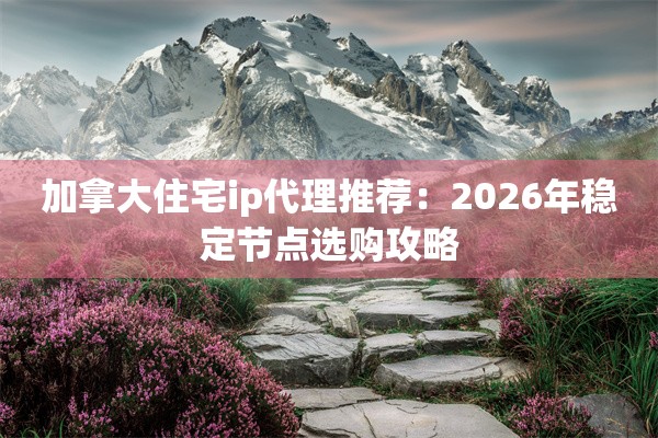 加拿大住宅ip代理推荐：2026年稳定节点选购攻略