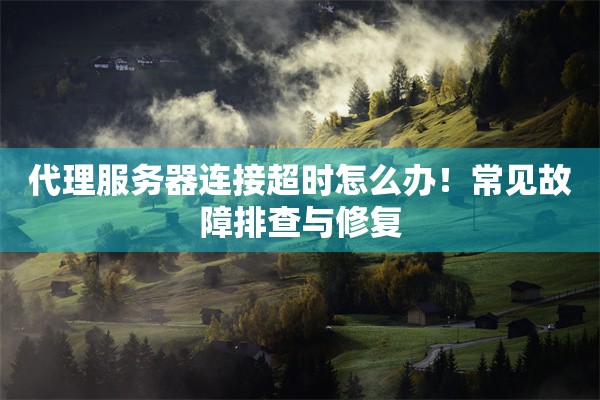 代理服务器连接超时怎么办!常见故障排查与修复