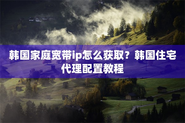 韩国家庭宽带ip怎么获取？韩国住宅代理配置教程