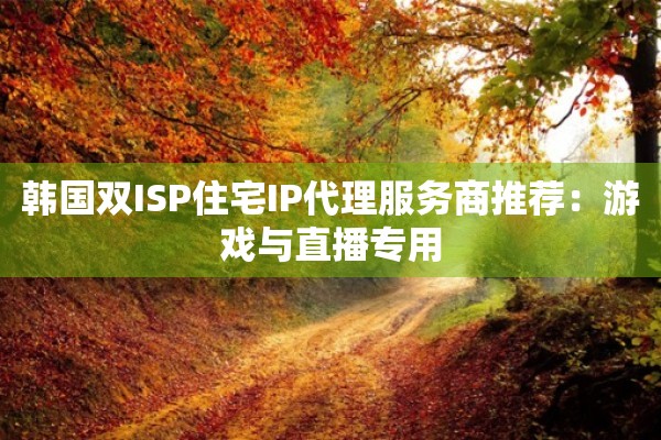 韩国双ISP住宅IP代理服务商推荐：游戏与直播专用