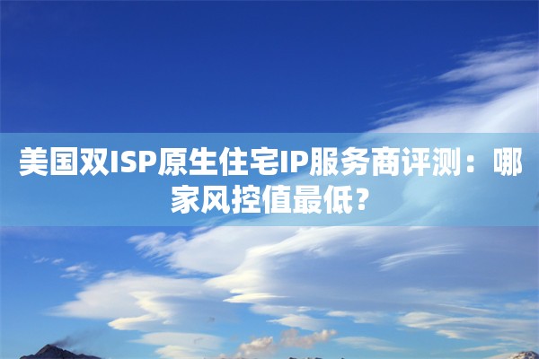 美国双ISP原生住宅IP服务商评测：哪家风控值最低？