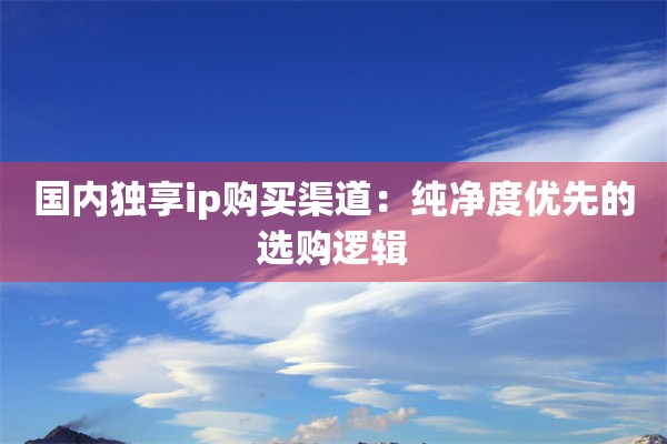 国内独享ip购买渠道：纯净度优先的选购逻辑