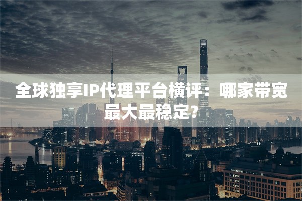 全球独享IP代理平台横评：哪家带宽最大最稳定？