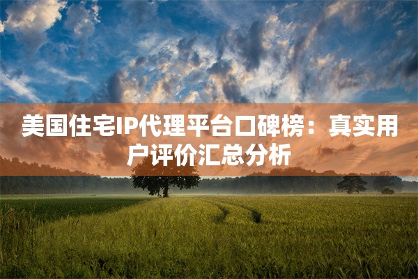 美国住宅IP代理平台口碑榜：真实用户评价汇总分析