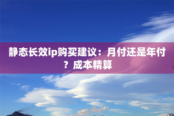 静态长效ip购买建议：月付还是年付？成本精算
