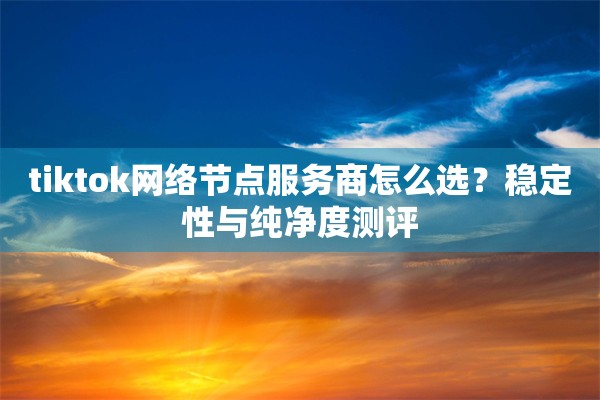tiktok网络节点服务商怎么选?稳定性与纯净度测评