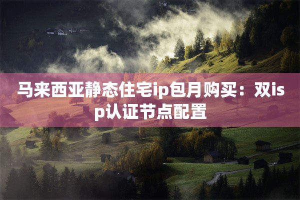 马来西亚静态住宅ip包月购买:双isp认证节点配置