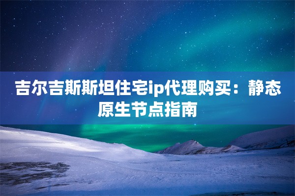 吉尔吉斯斯坦住宅ip代理购买:静态原生节点指南