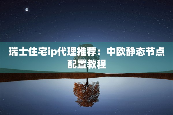 瑞士住宅ip代理推荐:中欧静态节点配置教程