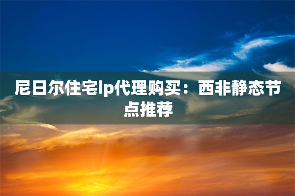 尼日尔住宅ip代理购买：西非静态节点推荐