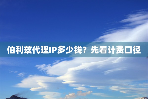 伯利兹代理IP多少钱？先看计费口径
