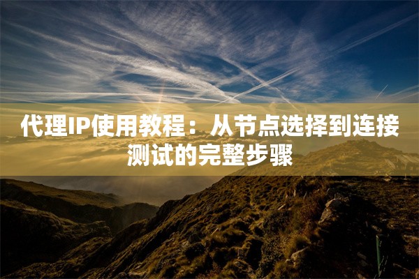 代理IP使用教程：从节点选择到连接测试的完整步骤