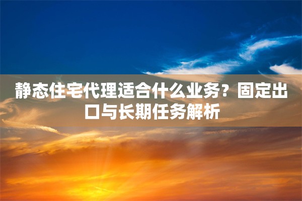 静态住宅代理适合什么业务？固定出口与长期任务解析