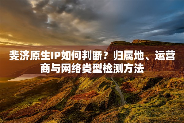 斐济原生IP如何判断？归属地、运营商与网络类型检测方法