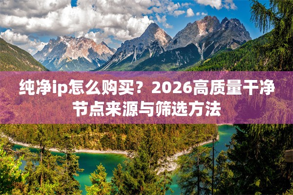纯净ip怎么购买？2026高质量干净节点来源与筛选方法