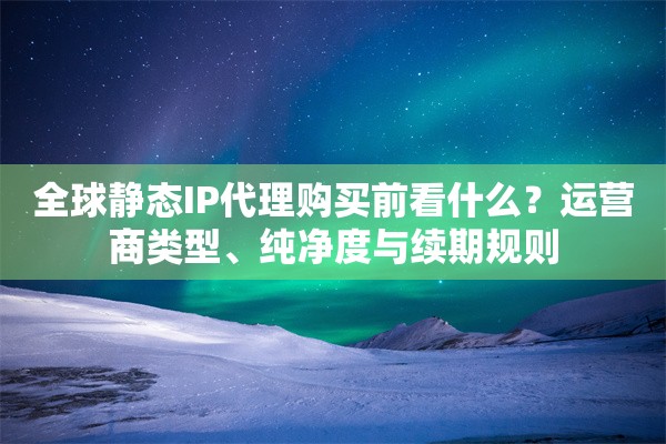 全球静态IP代理购买前看什么？运营商类型、纯净度与续期规则