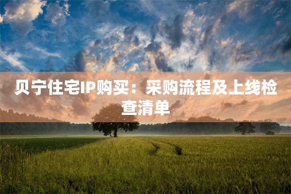 贝宁住宅IP购买：采购流程及上线检查清单