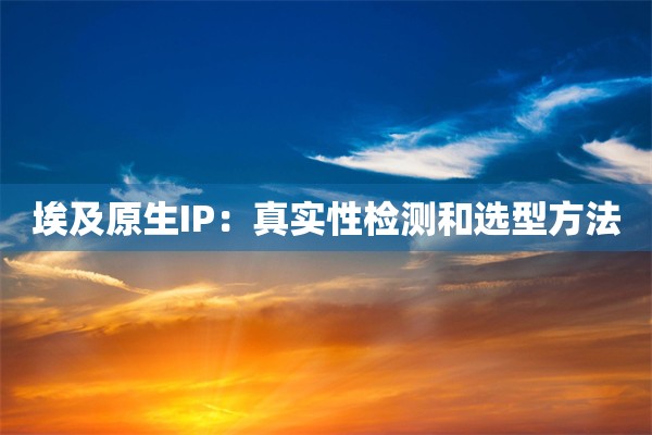 埃及原生IP:真实性检测和选型方法 埃及原生IP:真实性检测和选型方法