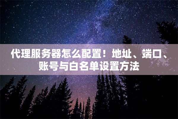 代理服务器怎么配置！地址、端口、账号与白名单设置方法