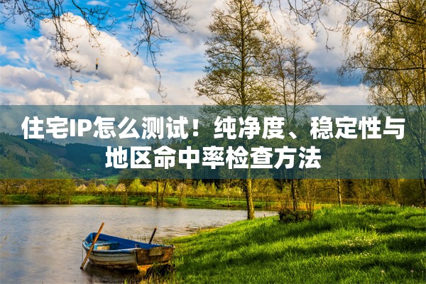 住宅IP怎么测试！纯净度、稳定性与地区命中率检查方法