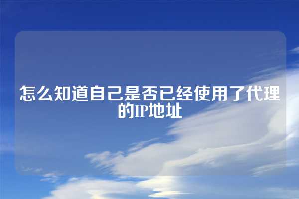 怎么知道自己是否已经使用了代理的IP地址