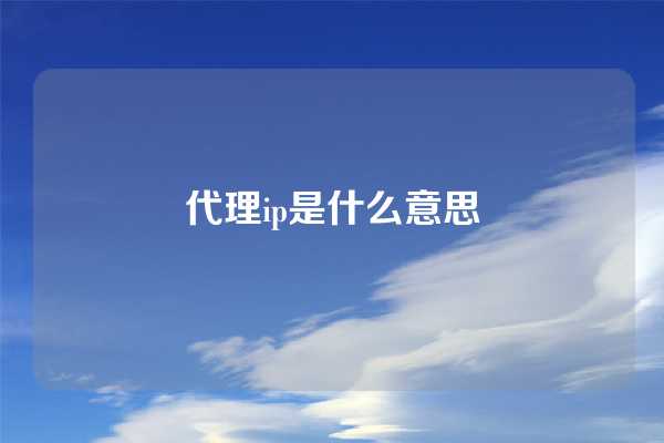 代理ip是什么意思