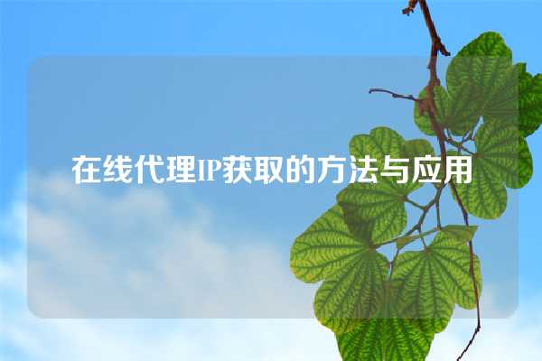 在线代理IP获取的方法与应用