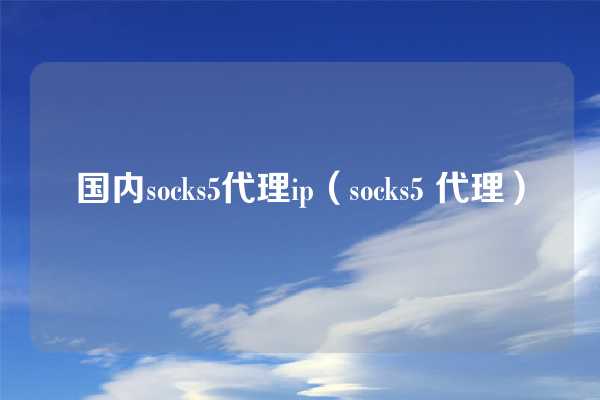 国内socks5代理ip（socks5 代理）