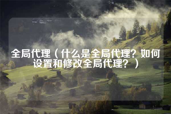 全局代理（什么是全局代理？如何设置和修改全局代理？）