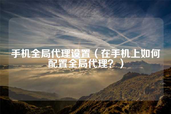 手机全局代理设置（在手机上如何配置全局代理？）