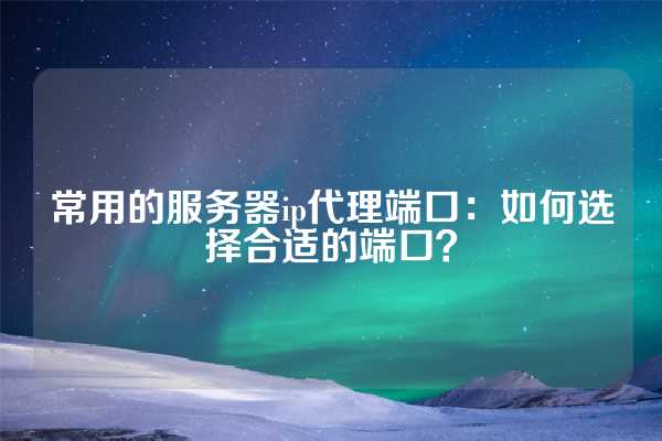 常用的服务器ip代理端口：如何选择合适的端口？