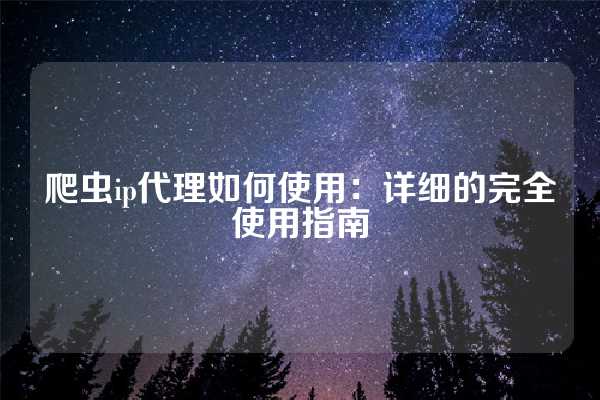 爬虫ip代理如何使用：详细的完全使用指南