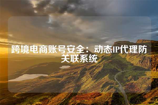 跨境电商账号安全：动态IP代理防关联系统